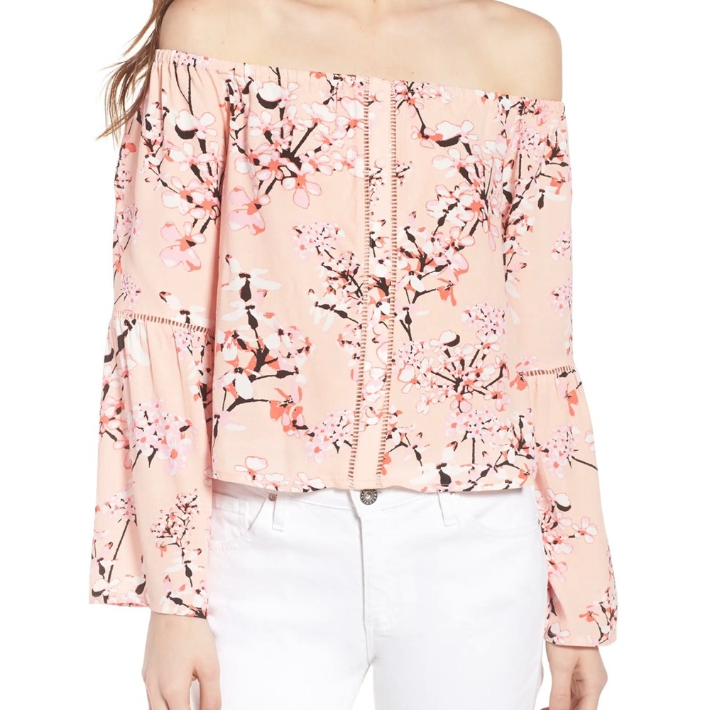 Cupcakes & Cashmere - Floral Print Off the Shoulder Top - Women’s XXS